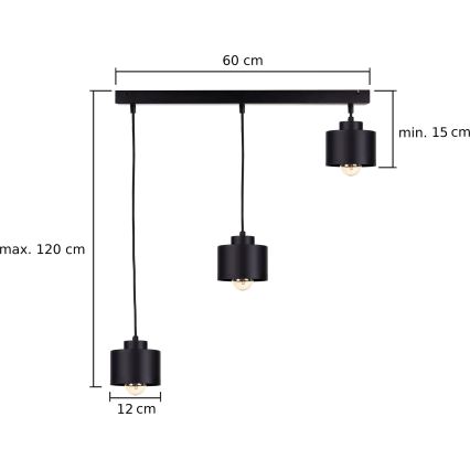 Пендел SIMPLY BLACK 3xE27/60W/230V