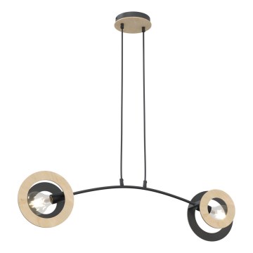 Пендел SKIVA 2xE27/15W/230V черен/бежов