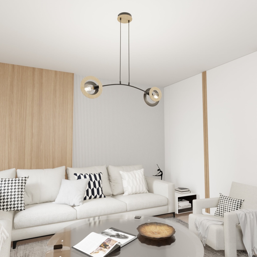 Пендел SKIVA 2xE27/15W/230V черен/бежов