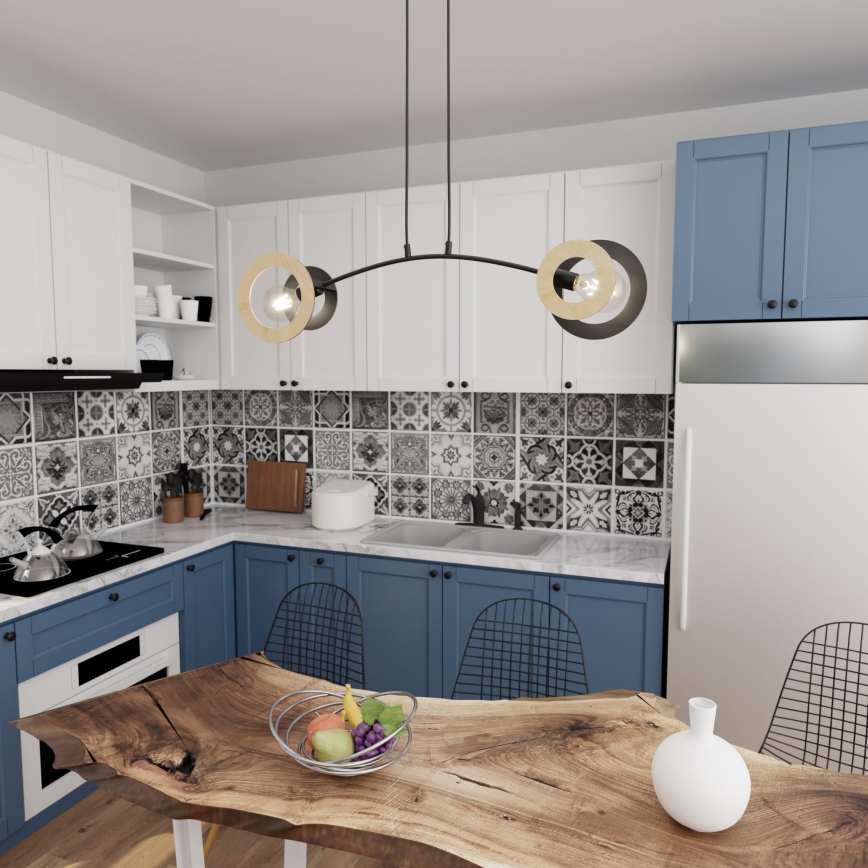 Пендел SKIVA 2xE27/15W/230V черен/бежов