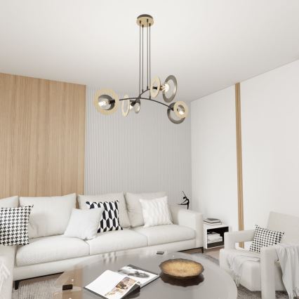 Пендел SKIVA 4xE27/15W/230V черен/бежов