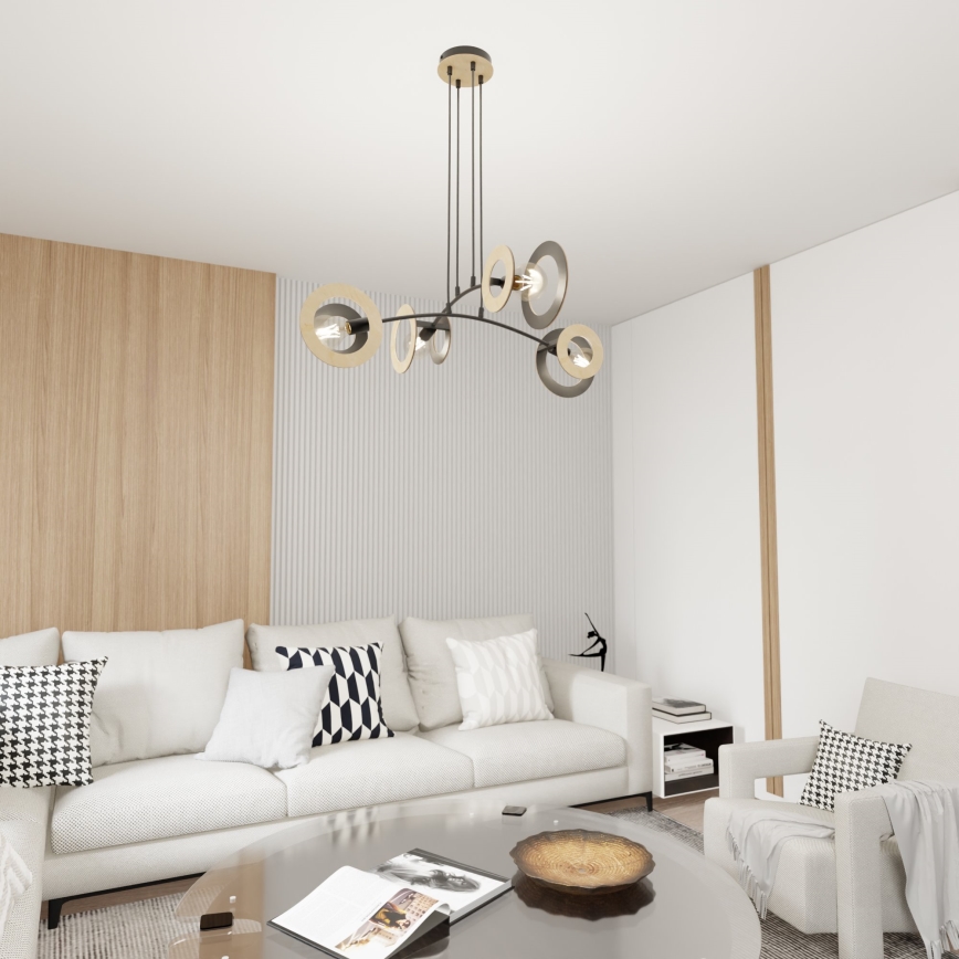 Пендел SKIVA 4xE27/15W/230V черен/бежов