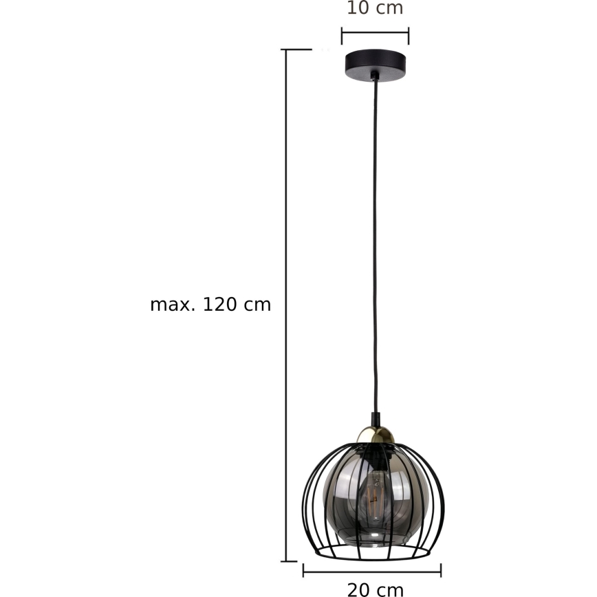 Пендел SOLO BLACK 1xE27/60W230V черен/златист