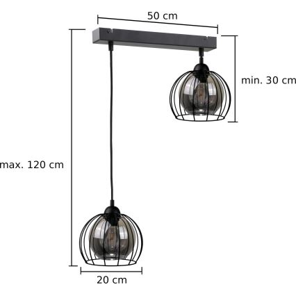 Пендел SOLO BLACK 2xE27/60W/230V