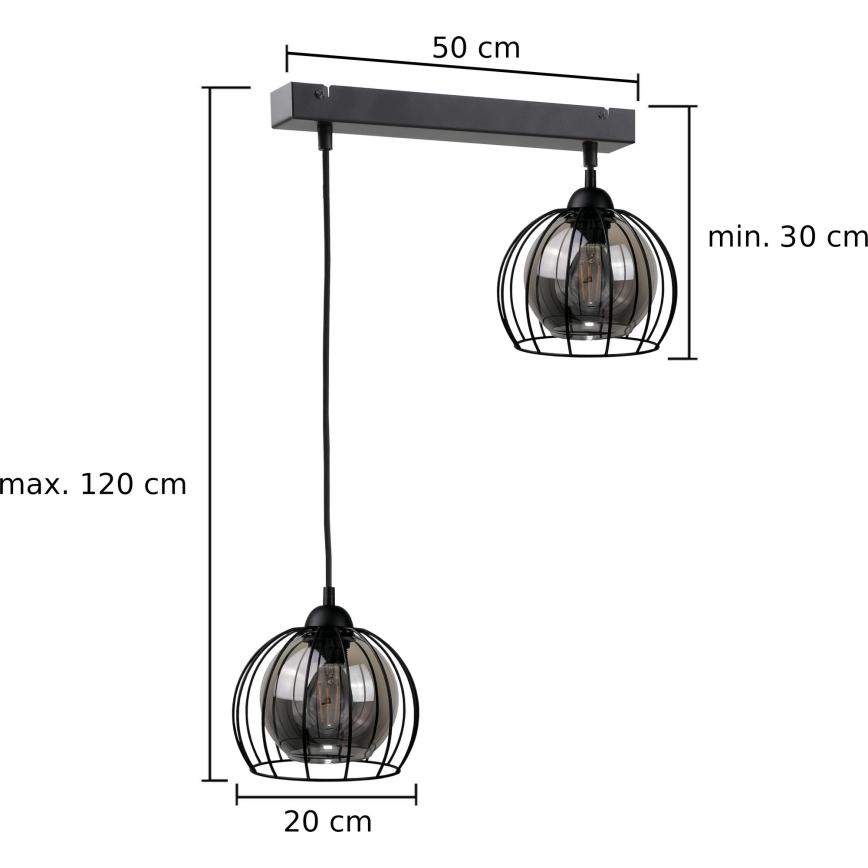 Пендел SOLO BLACK 2xE27/60W/230V