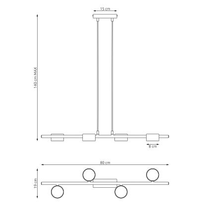 Пендел SORA 4xGX53/12W/230V черен