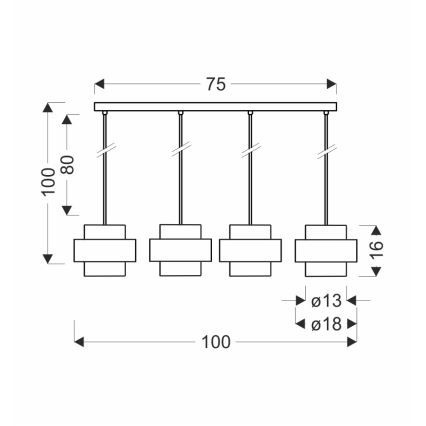 Пендел SPIEGA 4xE27/60W/230V златист/черен