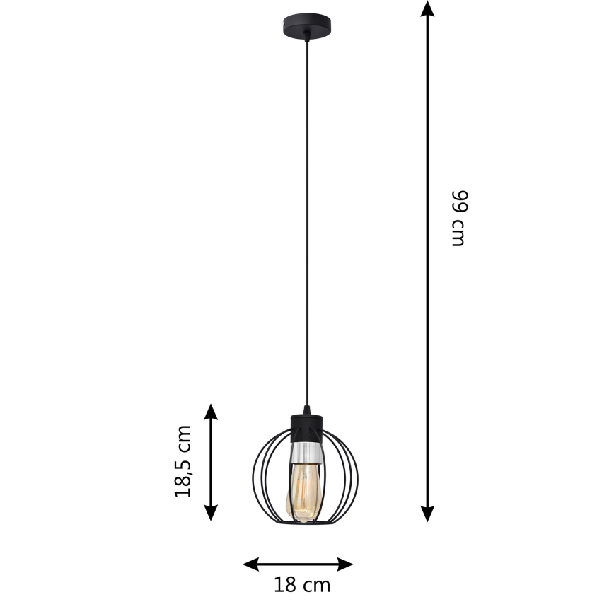 Пендел STARLIGHT 1xE27/15W/230V черен/сребрист