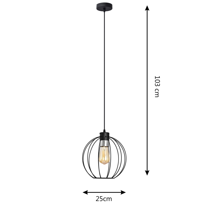 Пендел STARLIGHT 1xE27/15W/230V черен/сребрист