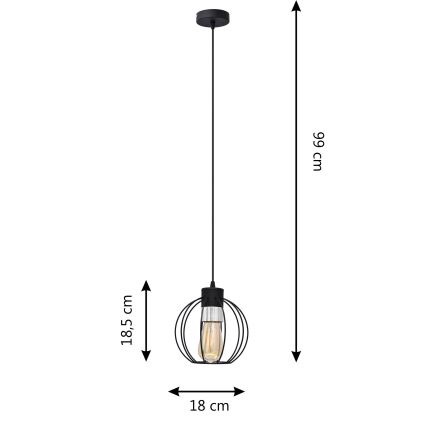 Пендел STARLIGHT 1xE27/15W/230V черен/сребрист