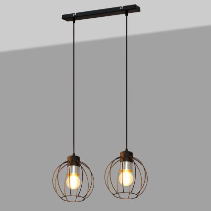 Пендел STARLIGHT 2xE27/15W/230V черен/сребрист