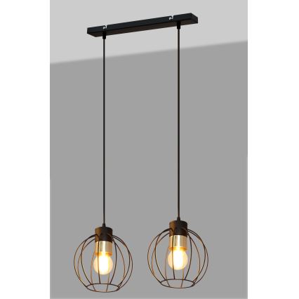 Пендел STARLIGHT 2xE27/15W/230V черен/златист