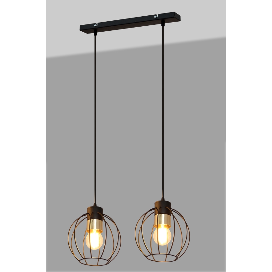 Пендел STARLIGHT 2xE27/15W/230V черен/златист