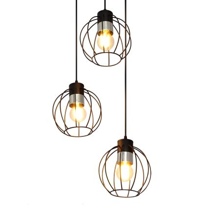 Пендел STARLIGHT 3xE27/15W/230V черен/сребрист