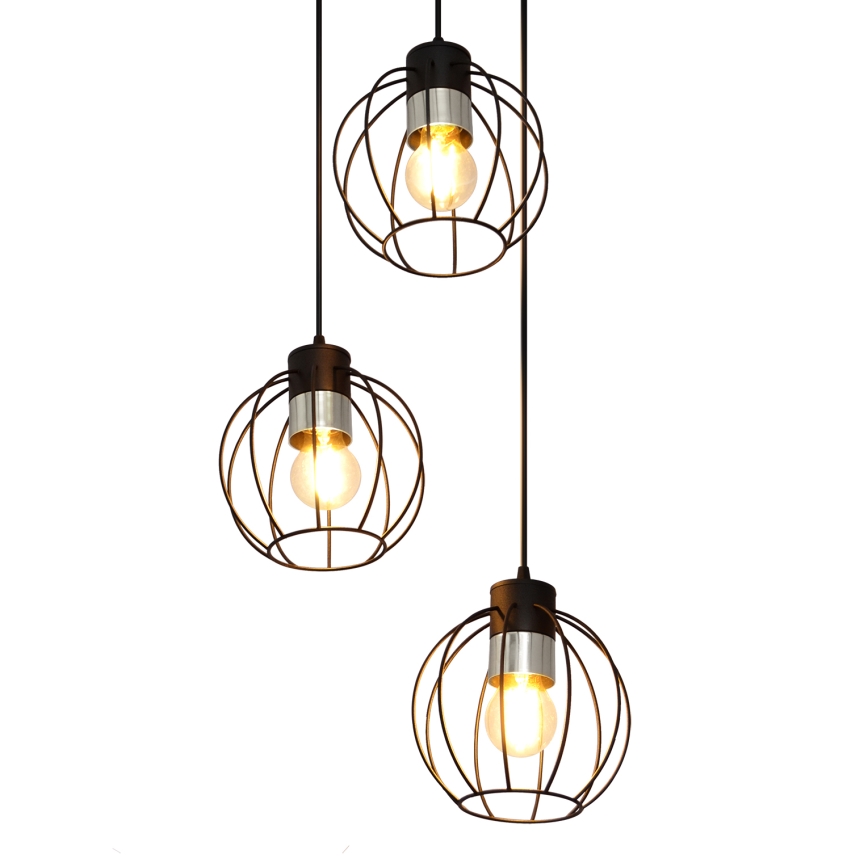 Пендел STARLIGHT 3xE27/15W/230V черен/сребрист
