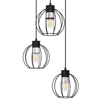 Пендел STARLIGHT 3xE27/15W/230V черен/сребрист