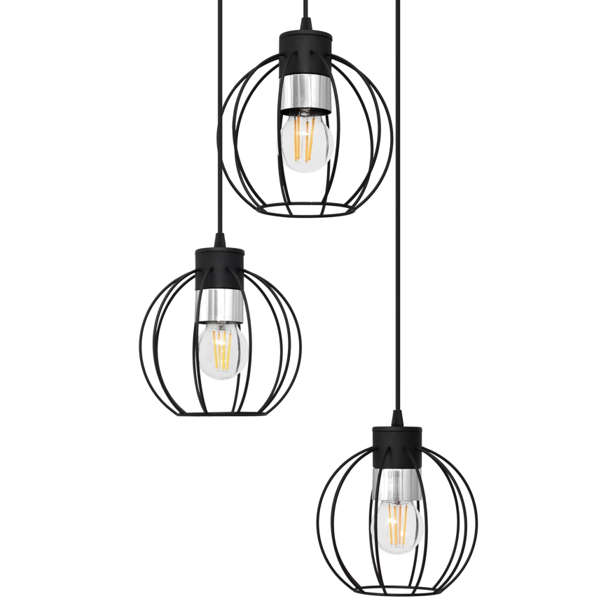 Пендел STARLIGHT 3xE27/15W/230V черен/сребрист