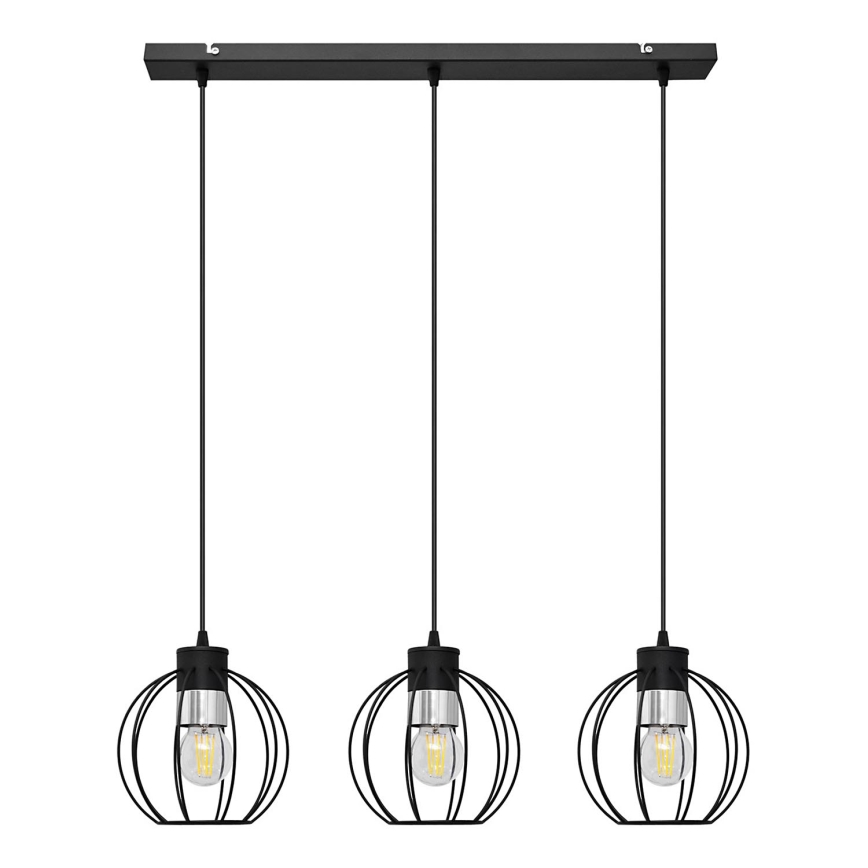 Пендел STARLIGHT 3xE27/15W/230V черен/сребрист