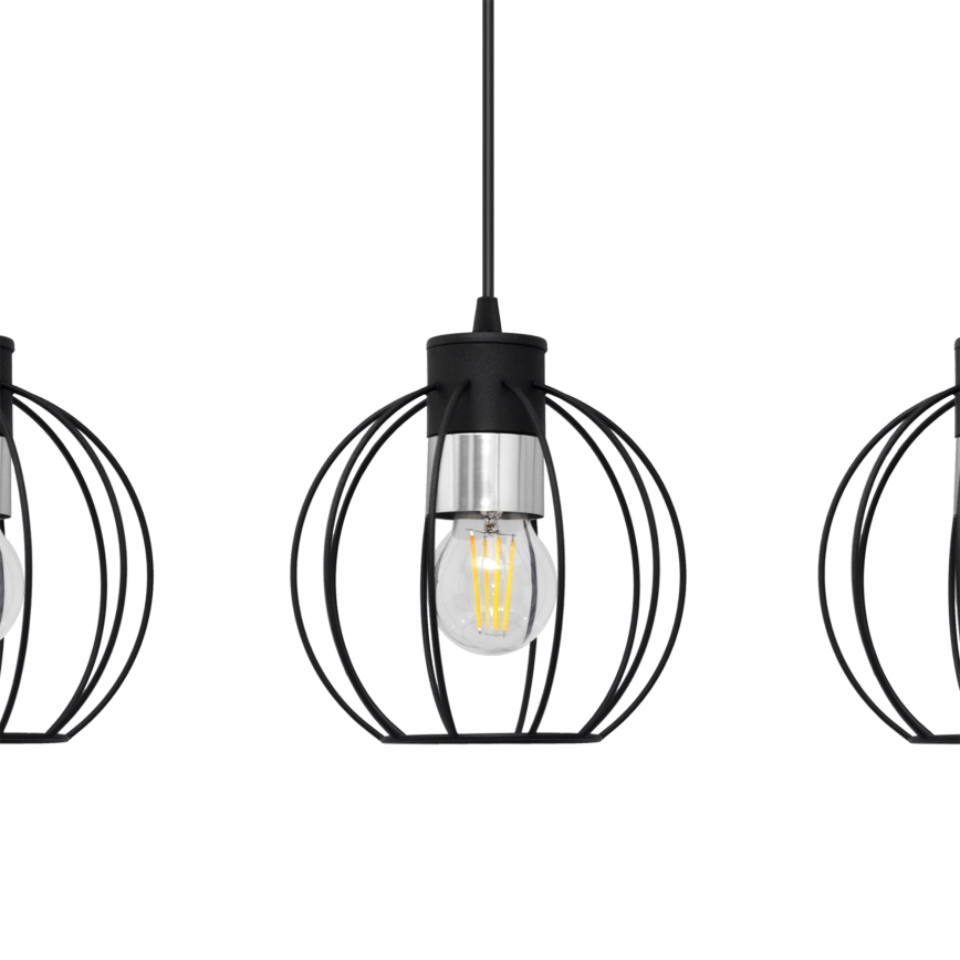 Пендел STARLIGHT 3xE27/15W/230V черен/сребрист