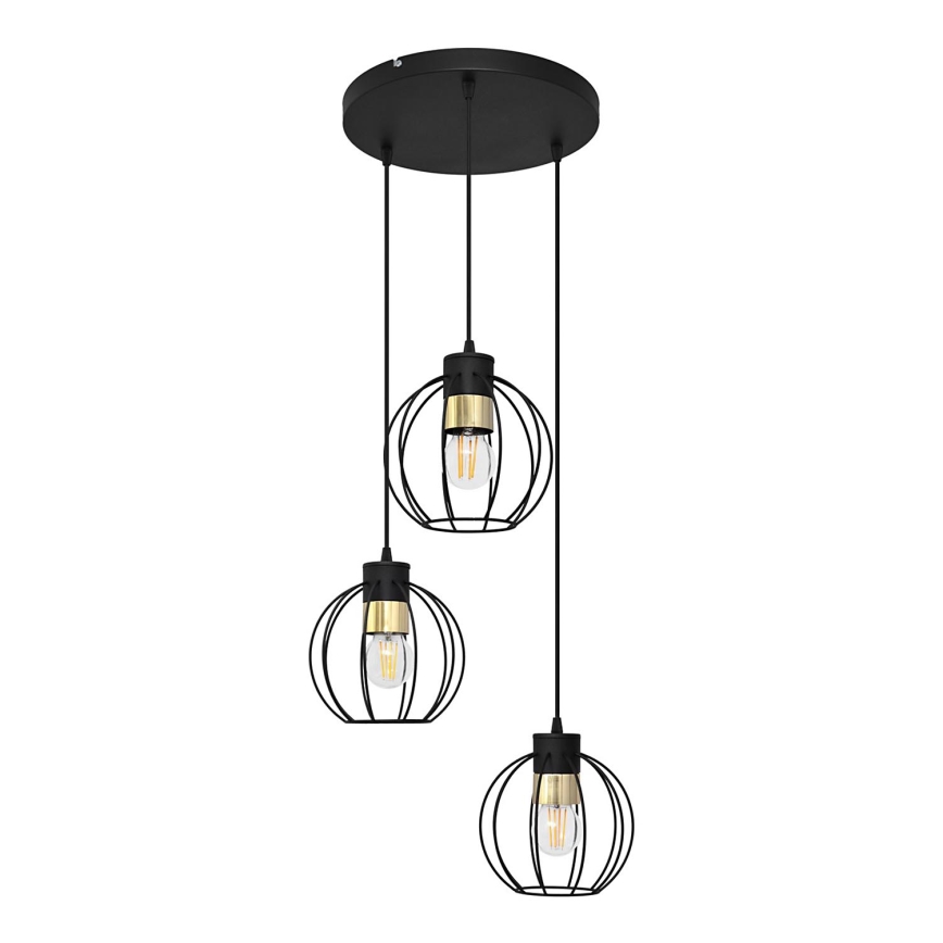 Пендел STARLIGHT 3xE27/15W/230V черен/златист