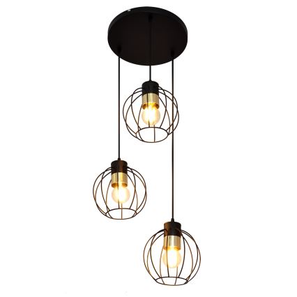 Пендел STARLIGHT 3xE27/15W/230V черен/златист