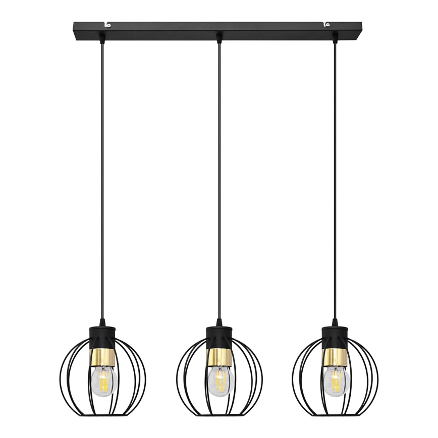 Пендел STARLIGHT 3xE27/15W/230V черен/златист
