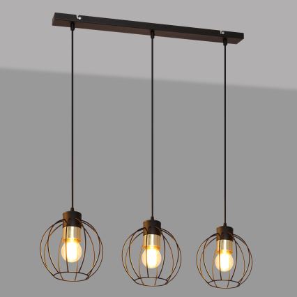 Пендел STARLIGHT 3xE27/15W/230V черен/златист