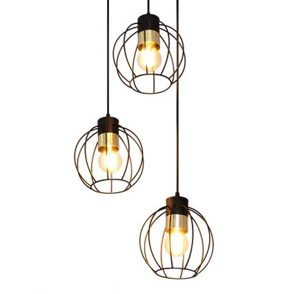 Пендел STARLIGHT 3xE27/15W/230V черен/златист