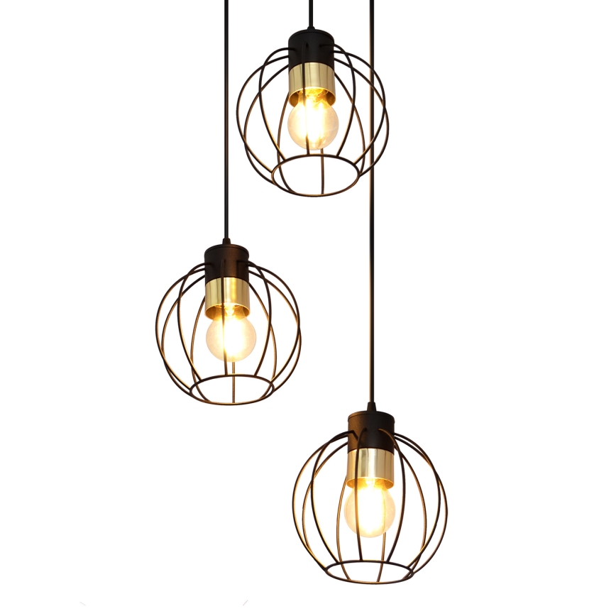 Пендел STARLIGHT 3xE27/15W/230V черен/златист