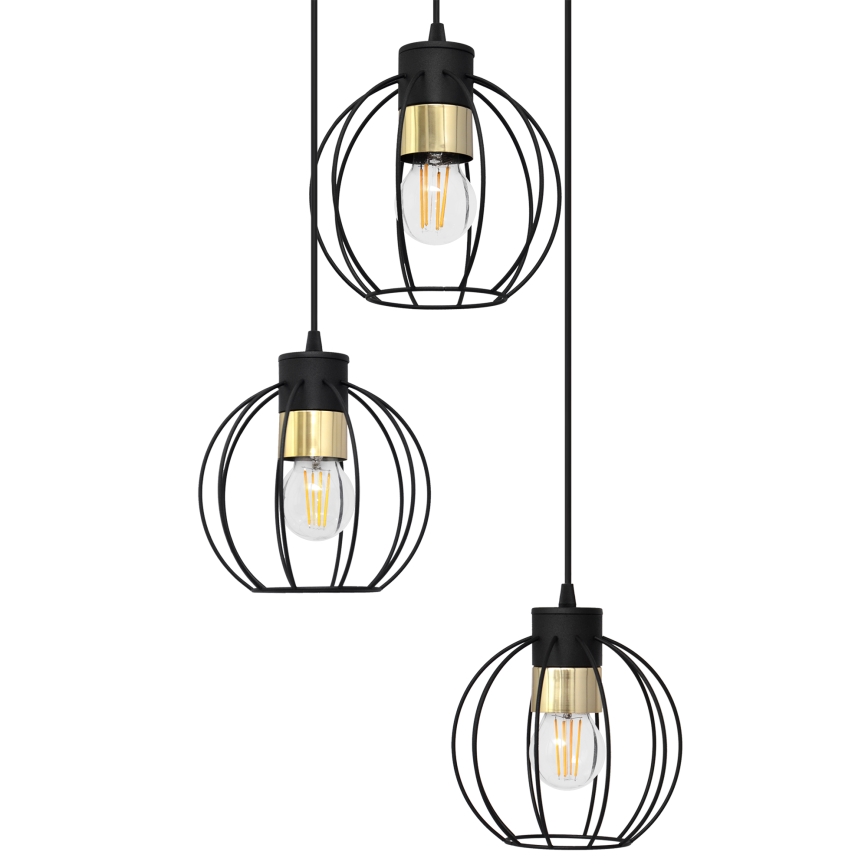 Пендел STARLIGHT 3xE27/15W/230V черен/златист