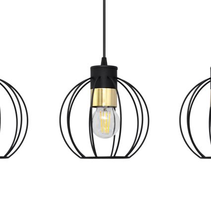 Пендел STARLIGHT 3xE27/15W/230V черен/златист