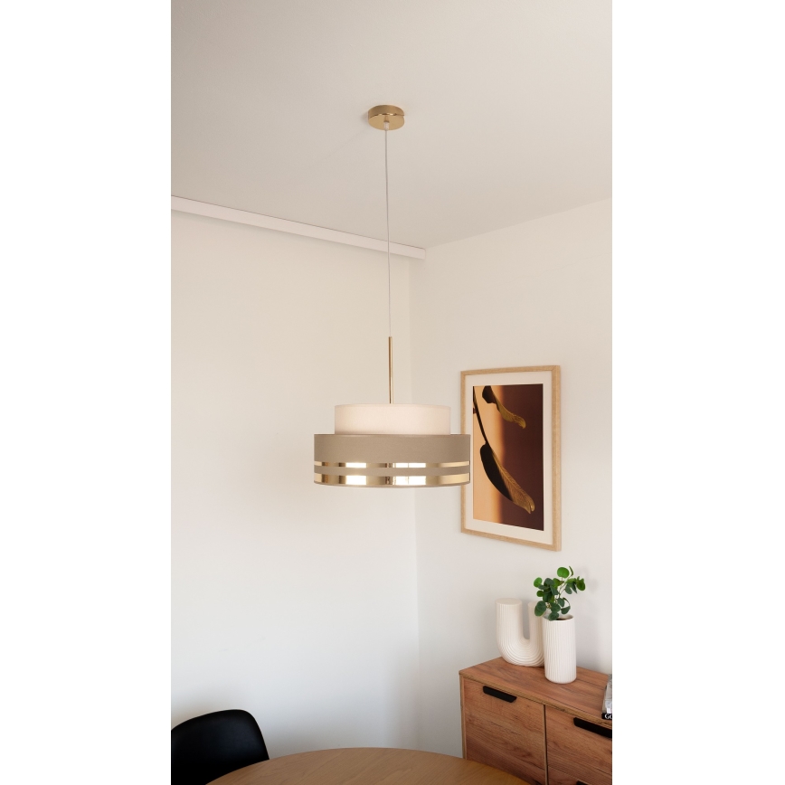 Пендел TAMI 1xE27/60W/230V бежов/кафяв/златист