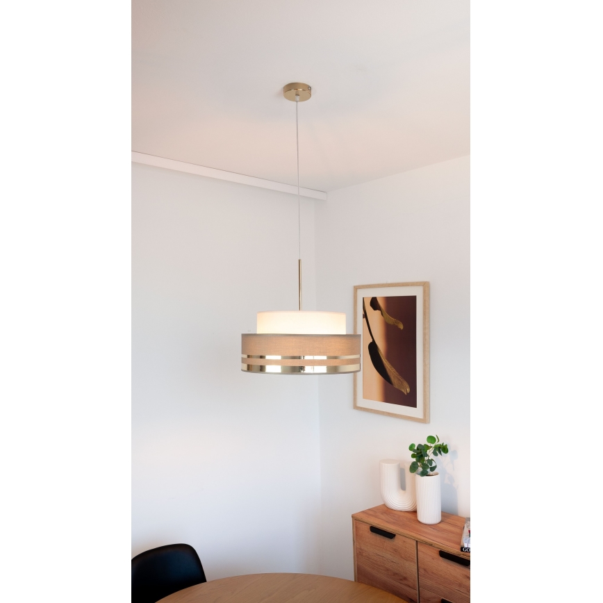 Пендел TAMI 1xE27/60W/230V бежов/кафяв/златист