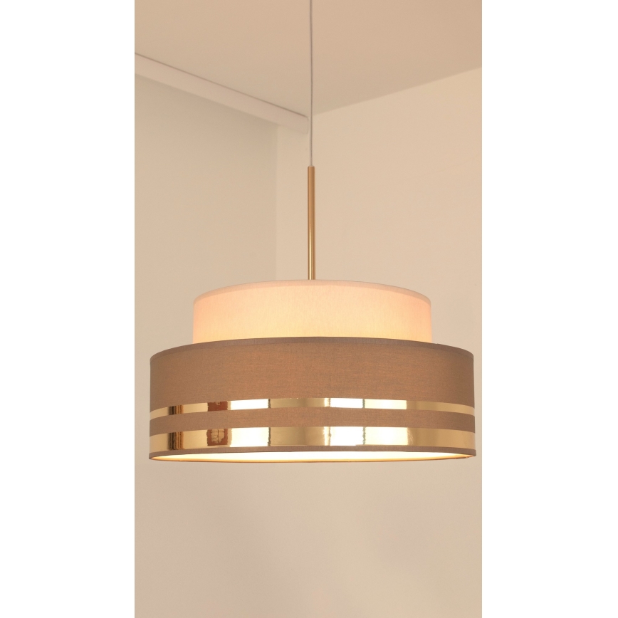 Пендел TAMI 1xE27/60W/230V бежов/кафяв/златист