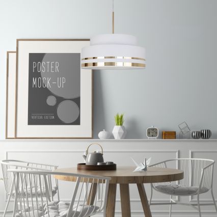 Пендел TAMI 1xE27/60W/230V Ø 40 см кремав/златист