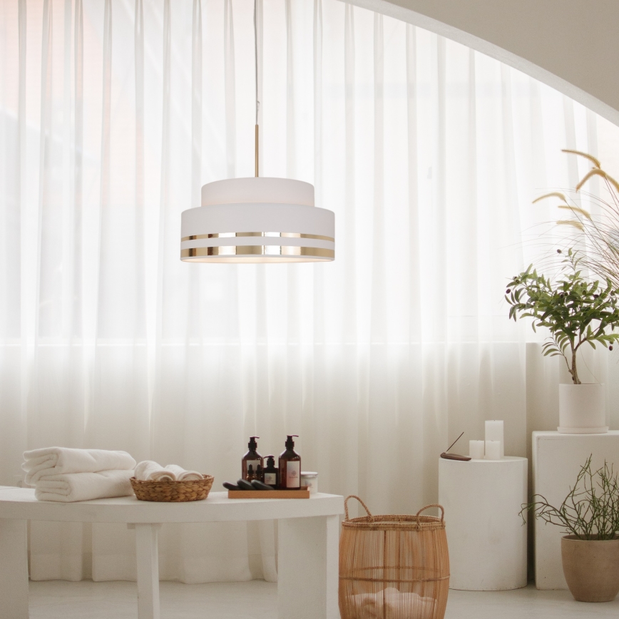 Пендел TAMI 1xE27/60W/230V Ø 40 см кремав/златист