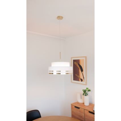 Пендел TAMI 1xE27/60W/230V Ø 40 см кремав/златист