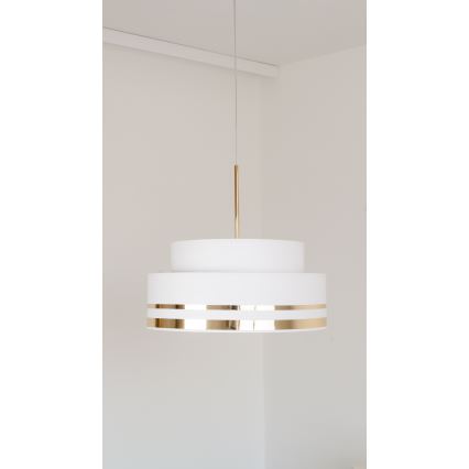 Пендел TAMI 1xE27/60W/230V Ø 40 см кремав/златист