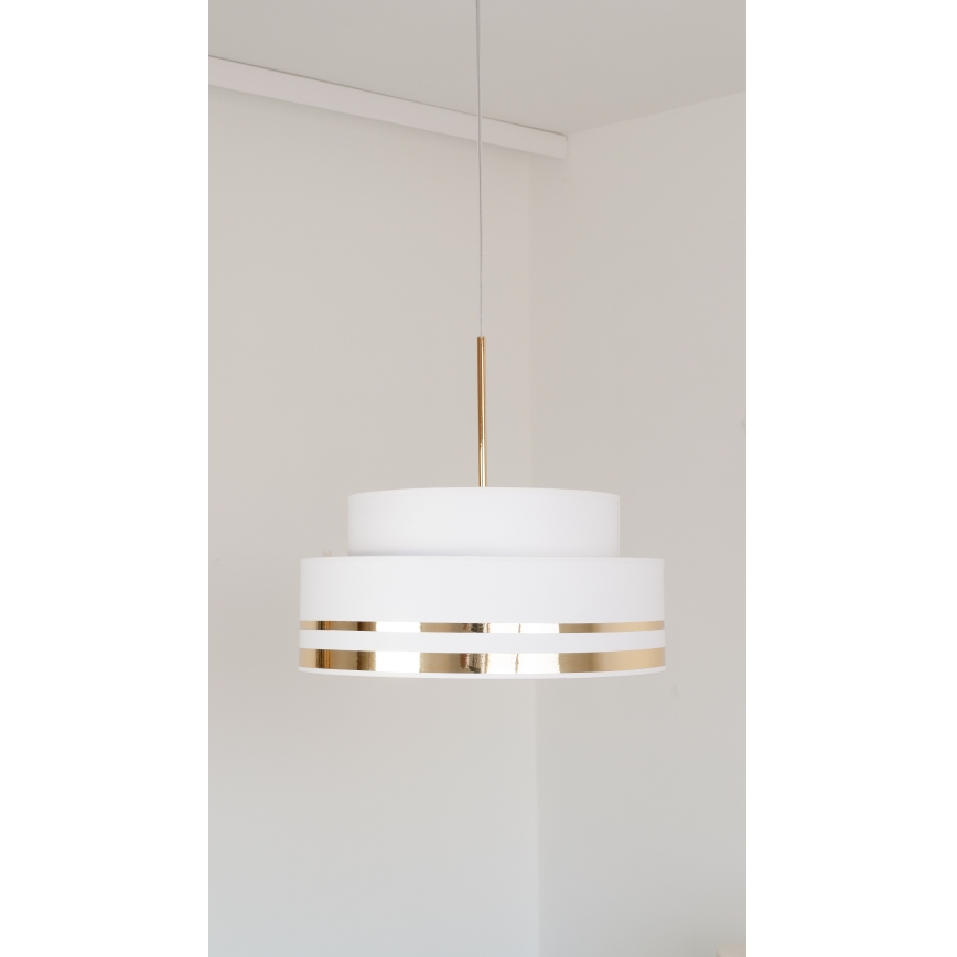 Пендел TAMI 1xE27/60W/230V Ø 40 см кремав/златист