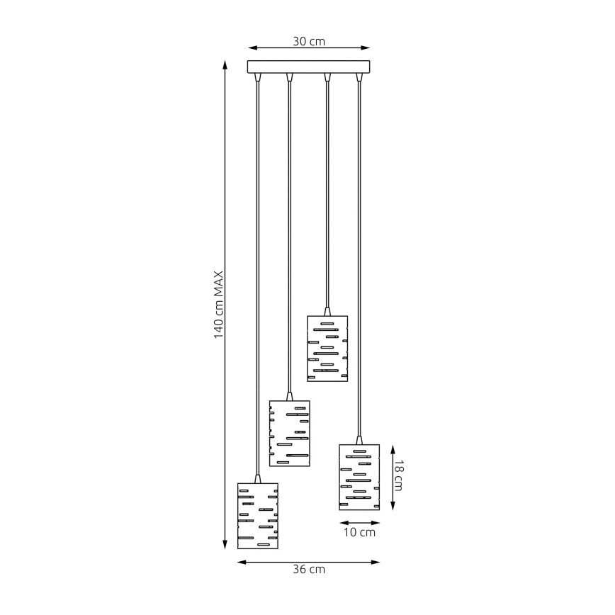 Пендел TANK 4xE27/15W/230V черен