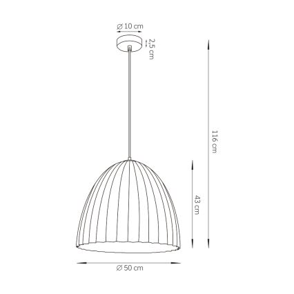 Пендел TELMA 1xE27/60W/230V Ø 50 см черен/златист