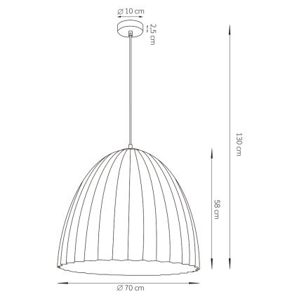 Пендел TELMA 1xE27/60W/230V Ø 70 см черен/златист