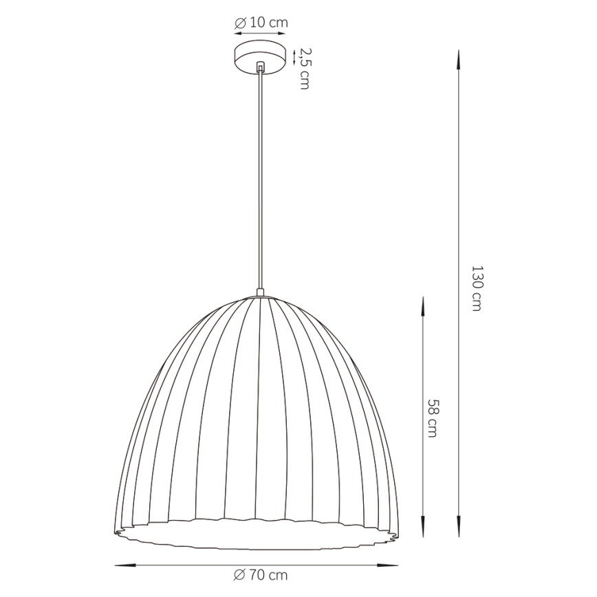 Пендел TELMA 1xE27/60W/230V Ø 70 см кафяв/златист