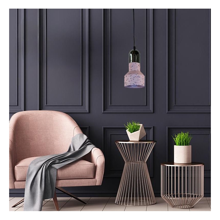 Пендел TERRAZZO 1xE27/60W/230V Ø 12 см червен