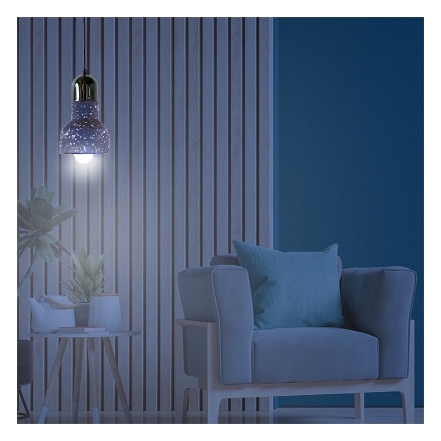 Пендел TERRAZZO 1xE27/60W/230V Ø 12 см черен