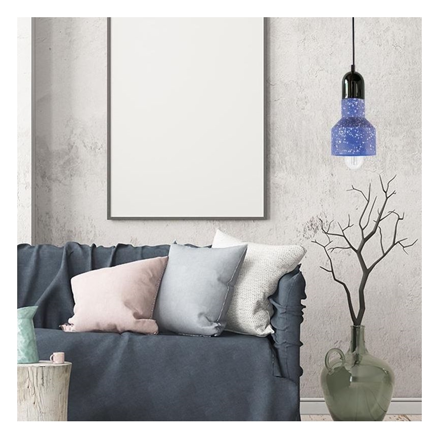 Пендел TERRAZZO 1xE27/60W/230V Ø 12 см син