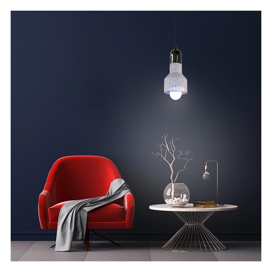 Пендел TERRAZZO 1xE27/60W/230V Ø 12 см кремав