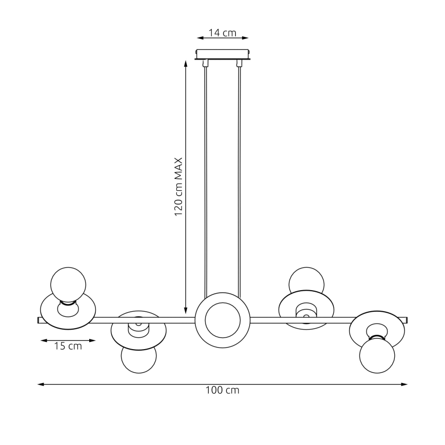 Пендел TOKEN 6xE27/15W/230V черен
