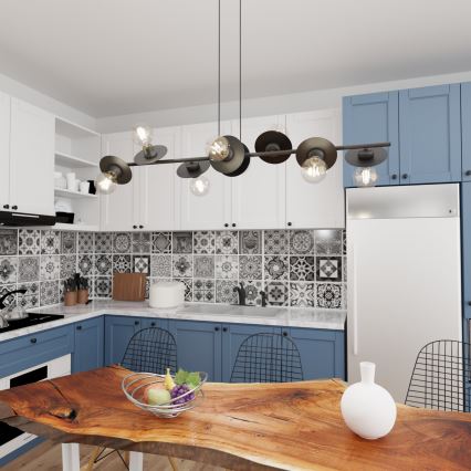 Пендел TOKEN 8xE27/15W/230V черен