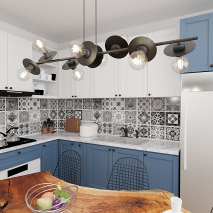 Пендел TOKEN 8xE27/15W/230V черен